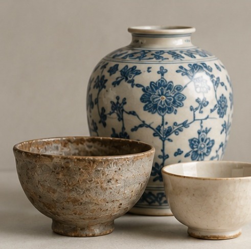 Illustrative image of ceramic vessels: porcelain, stoneware and earthenware