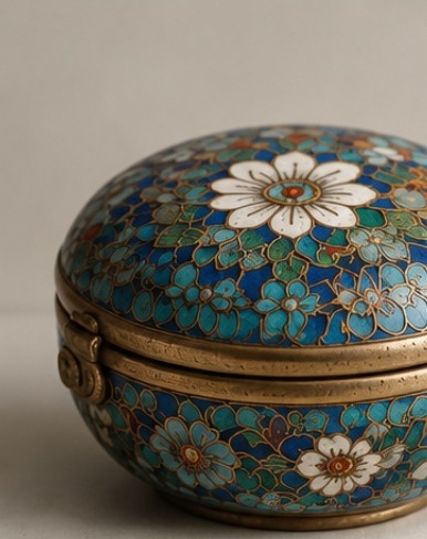 Illustrative image of enamelled objects with painted decoration