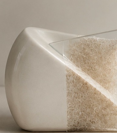 Illustrative image of contemporary objects in resin and mixed media